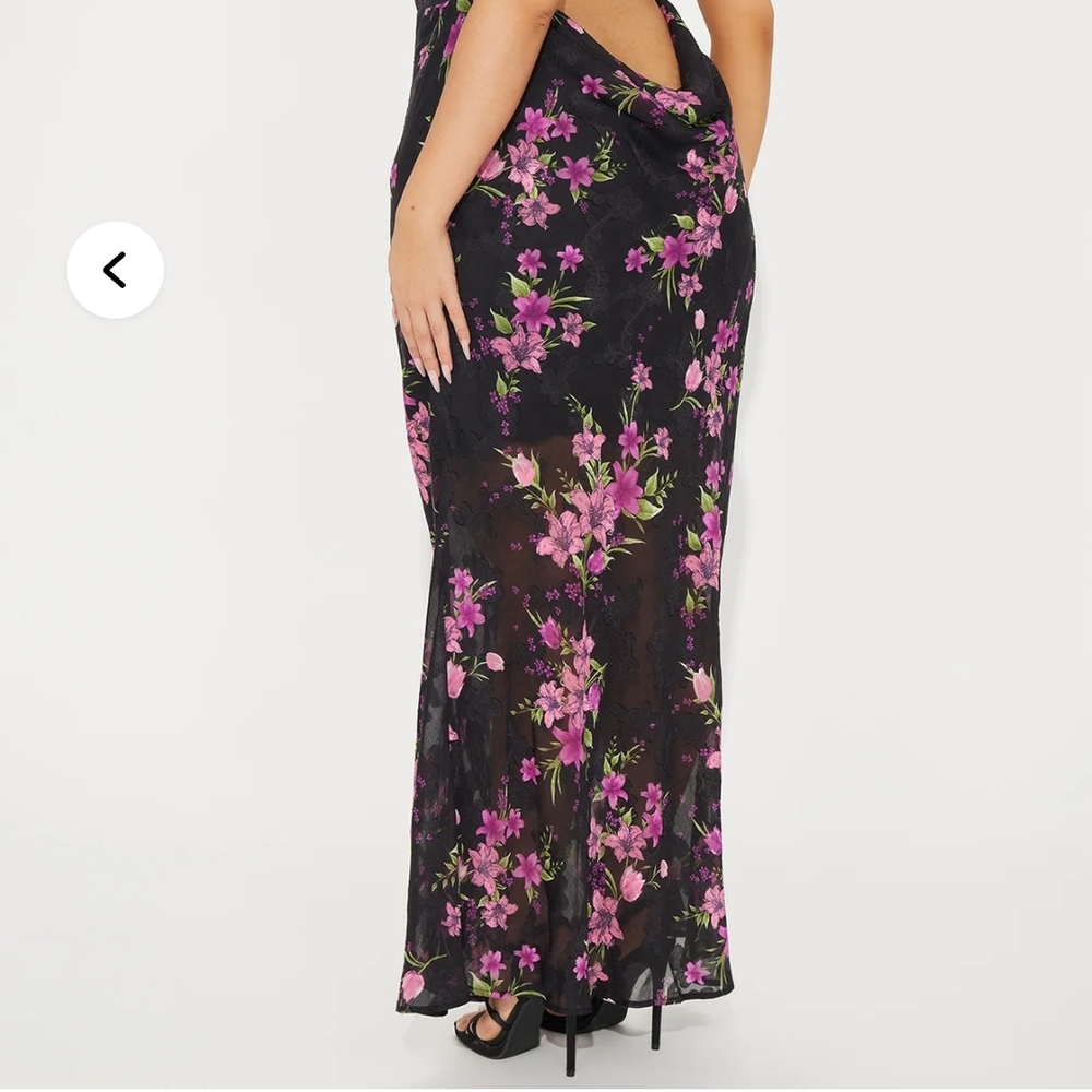 Fashion Nova Black and Pink Floral Maxi Dress